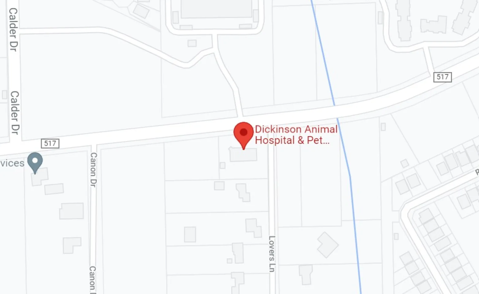Map of Dickinson Animal Hospital in Dickinson, TX